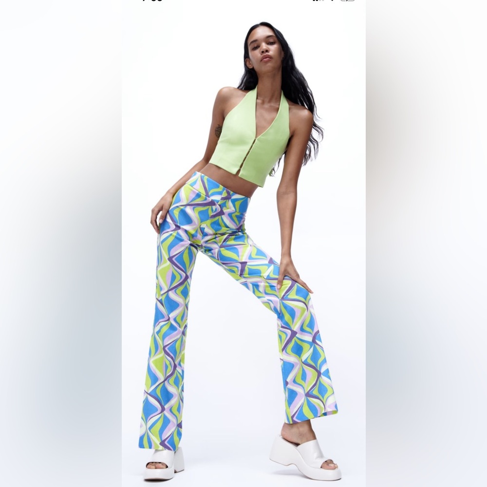 NWT ZARA printed flare pants